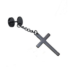 Load image into Gallery viewer, 1 pair Punk Black Multiple Styles Stainless/Titanium Steel Stud Earrings For Men and Women Gothic Street Pop Hip Hop Ear Jewelry