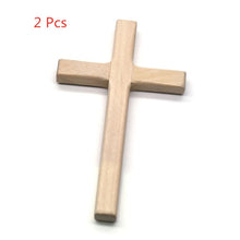 Load image into Gallery viewer, 2pcs Handmade Wooden Crosses Crucifix Jesus Christ Ornaments Religious Charm Necklace Pendant Making
