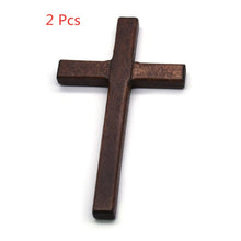 Load image into Gallery viewer, 2pcs Handmade Wooden Crosses Crucifix Jesus Christ Ornaments Religious Charm Necklace Pendant Making
