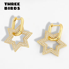 Load image into Gallery viewer, 1 Pair Fashion Geometric Star Hoop Earrings Top Quaity Pacve Shiny Cz Crystal Star Earrings For Women Jewellery 2020
