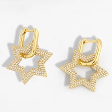 Load image into Gallery viewer, 1 Pair Fashion Geometric Star Hoop Earrings Top Quaity Pacve Shiny Cz Crystal Star Earrings For Women Jewellery 2020
