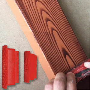 2pcs/set Imitation Wood Graining Pattern Wall Texture Art DIY Brush Paint Roller Red Rubber Wood Grain Painting Tool Home Decor