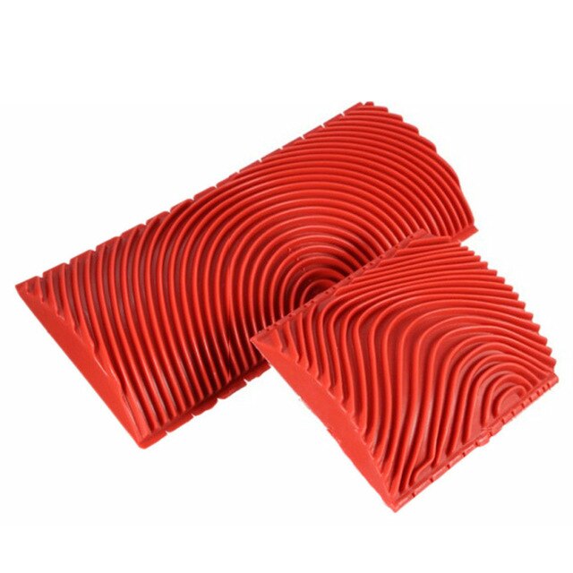 2pcs/set Imitation Wood Graining Pattern Wall Texture Art DIY Brush Paint Roller Red Rubber Wood Grain Painting Tool Home Decor