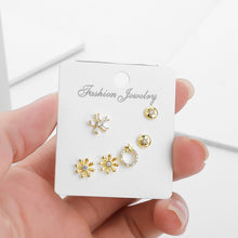 Load image into Gallery viewer, New Fashion Cute small Flowers Earrings Sets Micro Sparkling Crystal Flower And Round And Star Set Earings For Women Jewellery
